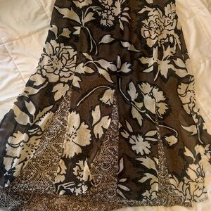 Sheer Floral Maxi Skirt in Black and White